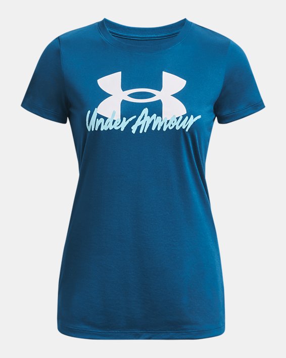 Women's UA Tech™ Graphic Short Sleeve in Blue image number 4